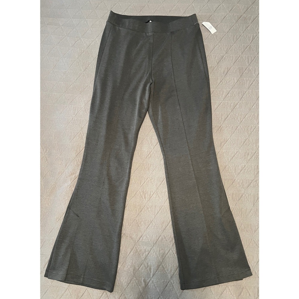 Gap Flare Pants Women Large Grey New With Tags Pintuck Pull On Stretch Trousers